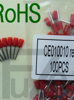 欧式管型端头CE010012 插针型端子1平方红UL RoHS100只/包E1012