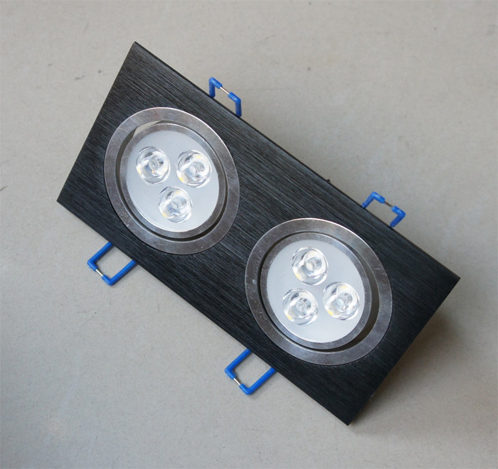 方形双头单头一体化LED筒灯射灯暗装银色/黑色拉丝铝3W5W白光黄光,家装灯饰光源,嵌入式筒灯,淘宝优惠券,粉丝福利购,淘宝优惠卷