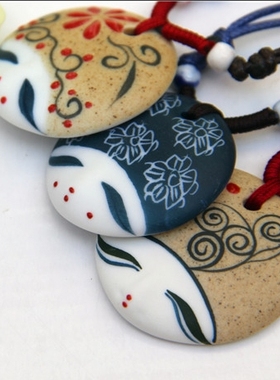 人脸民族风蓝色圆形可调节挂链