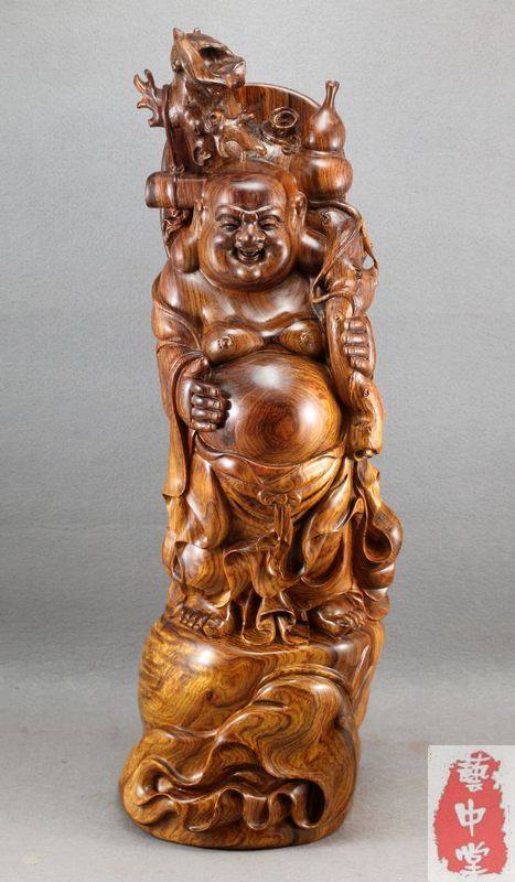 正品热卖海南黄花梨人物木雕摆件弥勒佛红木工艺收藏家居摆设文玩