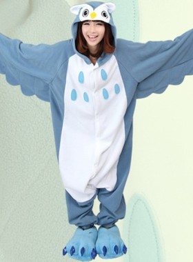 出口欧美猫头鹰卡通动物连体睡衣男女秋冬睡衣包邮onesie cosplay