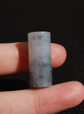 直径10.5MM新疆和田玉籽料 青花 勒子珠顶珠腰珠154#桶珠项链挂坠