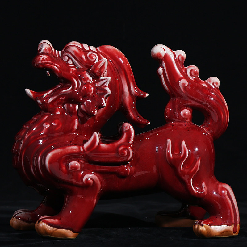景德镇陶瓷器窑变钧瓷招财开运客厅摆件家居装饰貔貅工艺品礼物