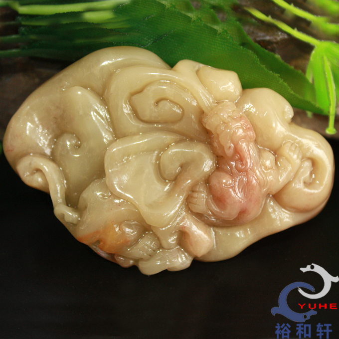 寿山石手件国石真品 善伯冻石 手工雕刻貔貅手把件【裕和轩】C7-1