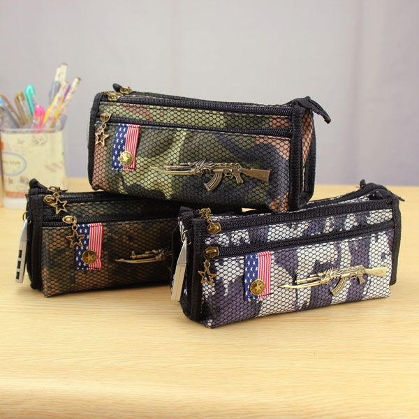 包邮!韩国款大容量军情世界CF密码锁笔袋/文具盒/铅笔盒/收纳袋