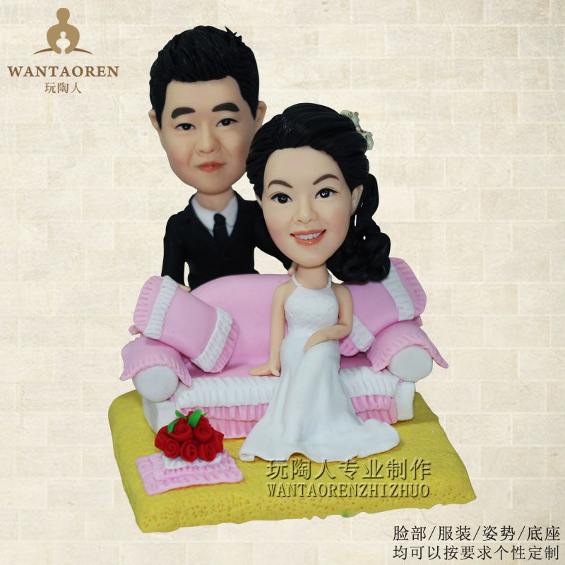 沙发场景婚纱造型--DIY真人玩偶 泥人蜡像人像 软陶公仔人偶定制