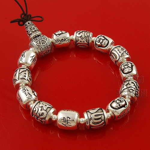 Оригинальный ретро браслет, аксессуар, мужские четки из круглых бусин, серебро 925 пробы