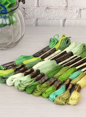 法国DMC十字绣绣线常用色青木和子日式欧式刺绣绿色系12色每色1支