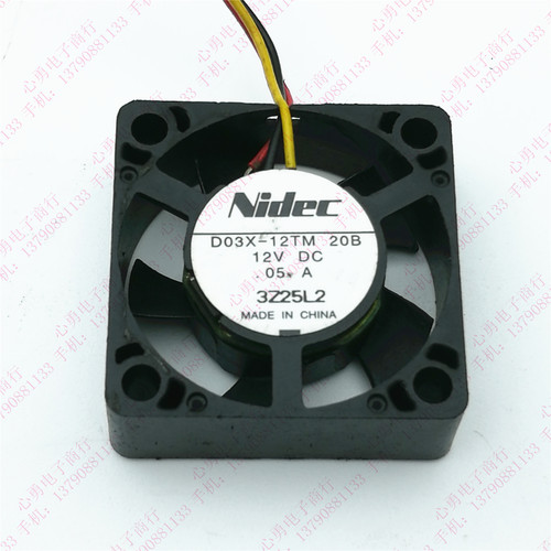 原装Nidec D03X-12TM 20B 3010 12V 0.05A 3cm 3线 静音散热风扇