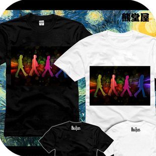 上衣服纯棉短袖T恤乐队TheBeatles约翰列侬过斑马线经典