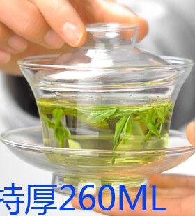 盖碗功夫茶具耐热玻璃加厚三才碗
