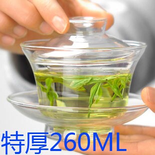 盖碗功夫茶具耐热玻璃加厚三才碗