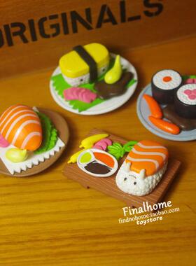 散货4款 日式料理 寿司 生鱼片 饭团 香肠 食玩摆件食物玩具模型