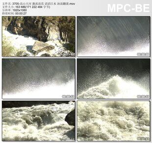 高山大河激流浪花滔滔江水 浊浪翻滚 高清实拍视频素材