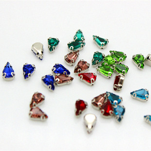 diy配件水晶玻璃手缝钻服装 8mm水滴耳朵爪钻衣服婚纱礼服钻 辅料5