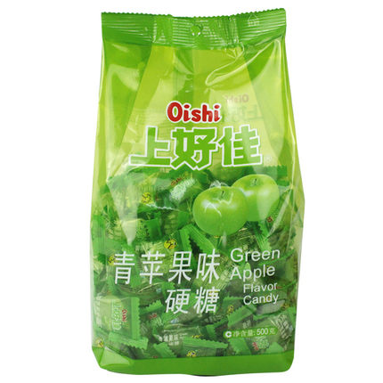新货上好佳 水果硬糖500g大袋装青苹果味水果汁糖 结婚