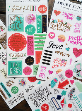 欧单 超美的happyplanner风格 手帐日程装饰英文图案pvc防水贴纸