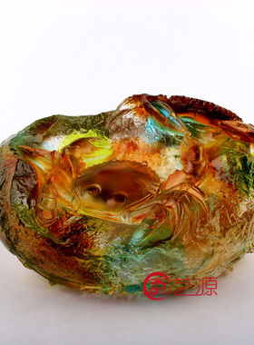 琉璃螃蟹家居客厅商务礼品摆件