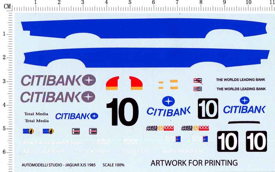 天地模型 1:18 捷豹 xjs 1985 花旗行 汽车模型改装水贴纸