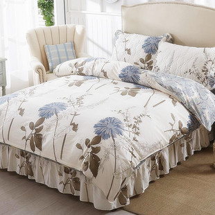 100纯棉全棉床上四件套夹棉床裙款 床罩床单被套被罩床群4套件