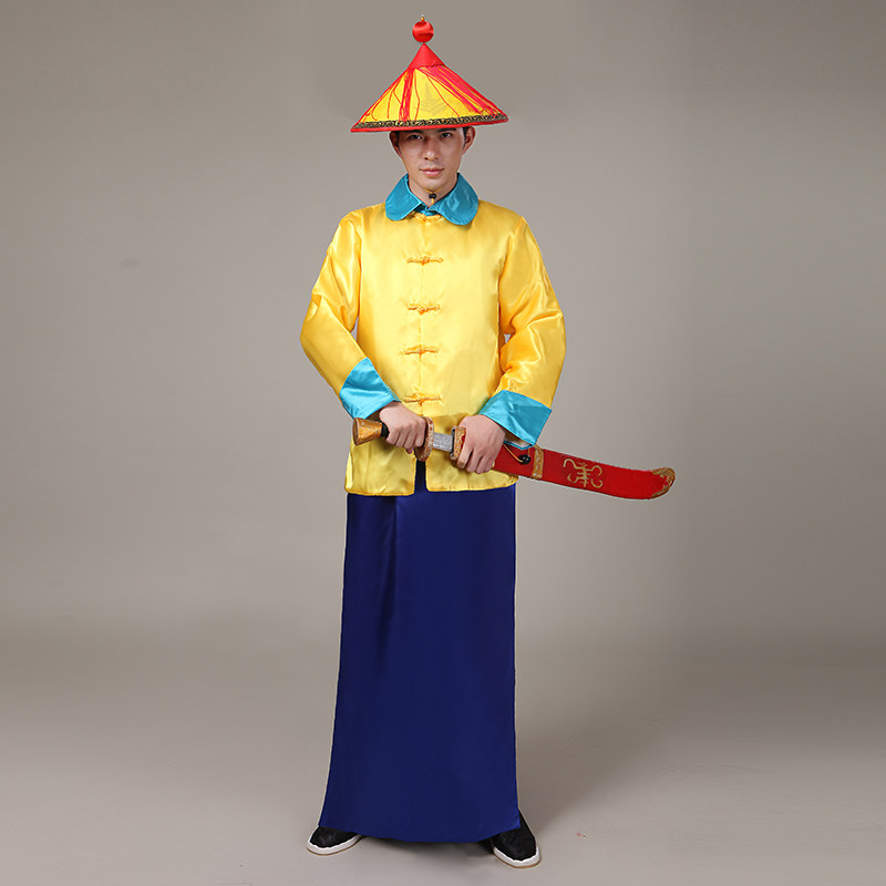 清朝御前侍卫古装表演服装男士官兵护卫锦衣卫黄马褂太监演出服装
