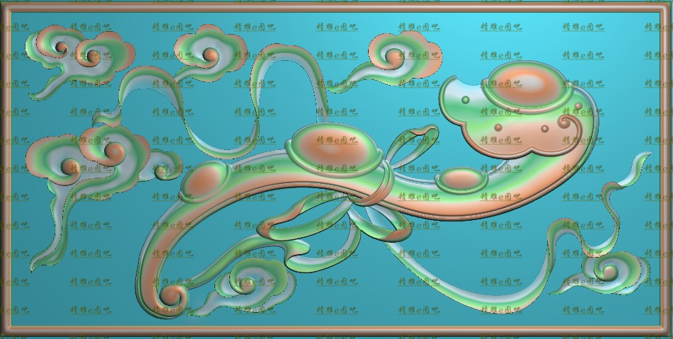 高清设计素材精雕图浮雕图jdp灰度图精品祥云如意700x350新款特价