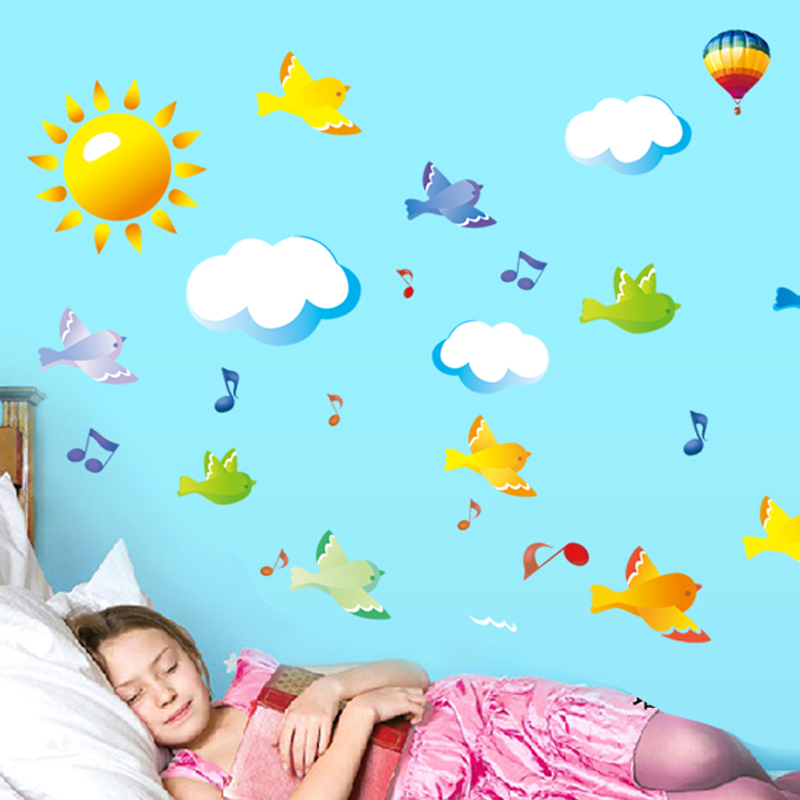 小鸟太阳音符白云音乐可移儿童墙贴卧室教室布置装饰墙贴画在类目 家居饰品, 贴饰, 墙贴中 - 来自Buy2taobao.com提供专业的淘宝代购服务
