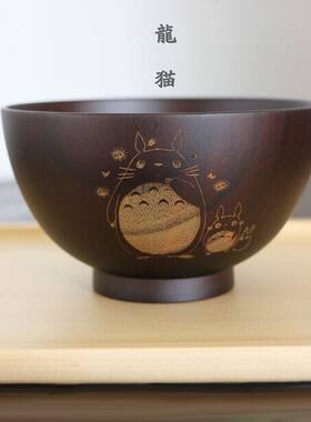 儿童日式餐具饭碗汤碗大号木碗