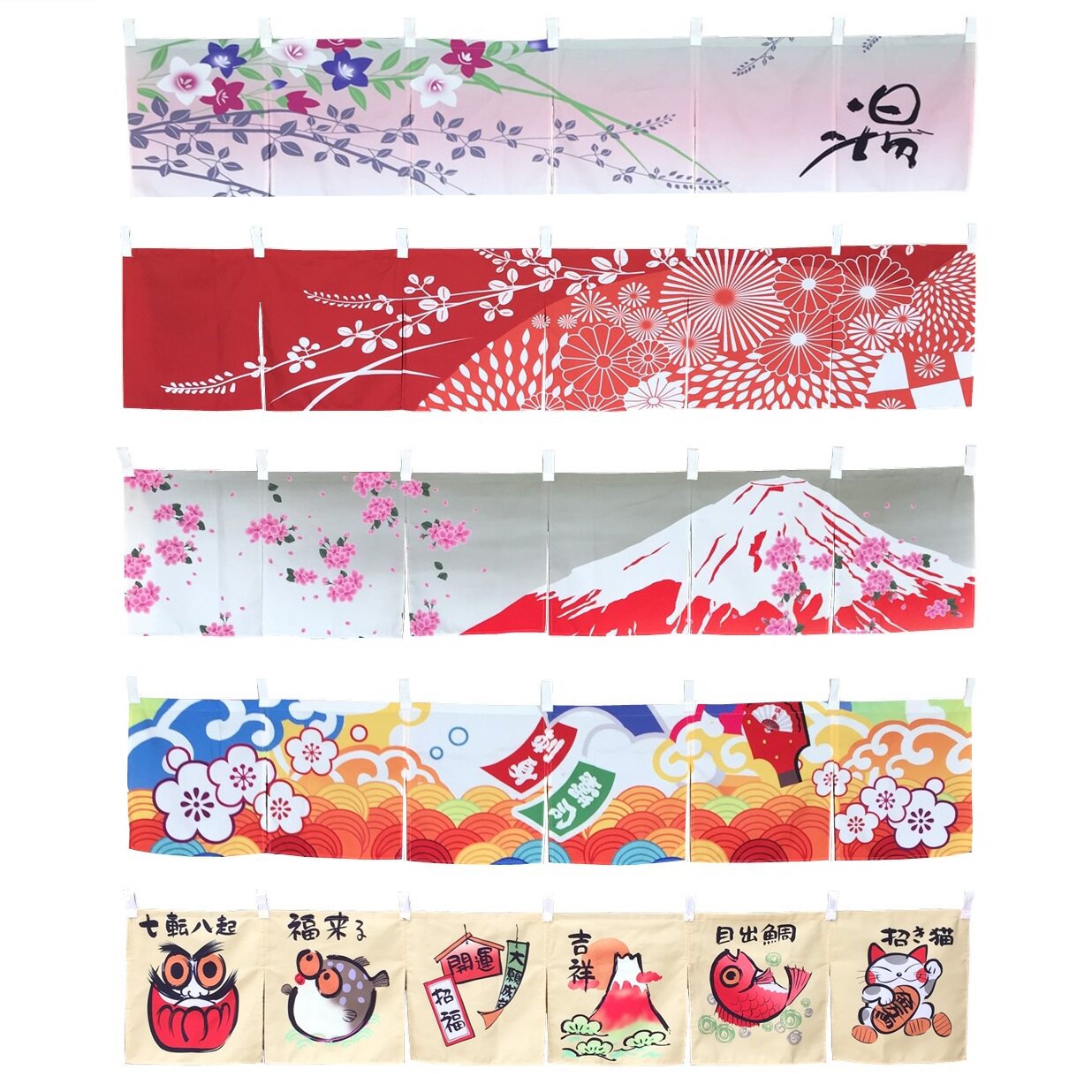 新款日式料理移动档口门帘韩式装饰布帘挂帘半帘横帘(5款）