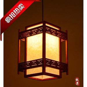新款中式小木艺吊灯仿古羊皮灯中式吊灯茶楼过道餐厅吧台灯饰