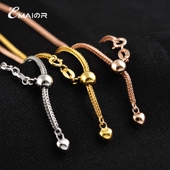 珠宝控必入 可调节裸链 S925纯银项链女1.6mm玫瑰金狐尾肖邦配链