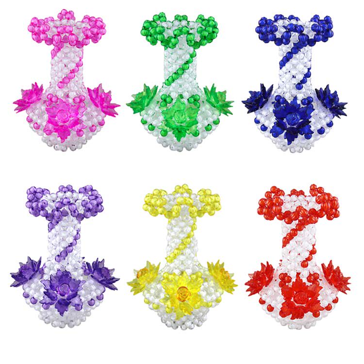 diy手工串珠花瓶材料包亚克力珠子工艺品送图纸视频教程客厅摆件