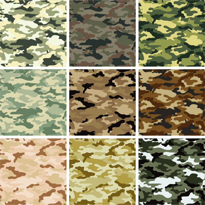 9种军绿迷彩底纹迷彩 军彩纹理背景 ai格式矢量设计素材