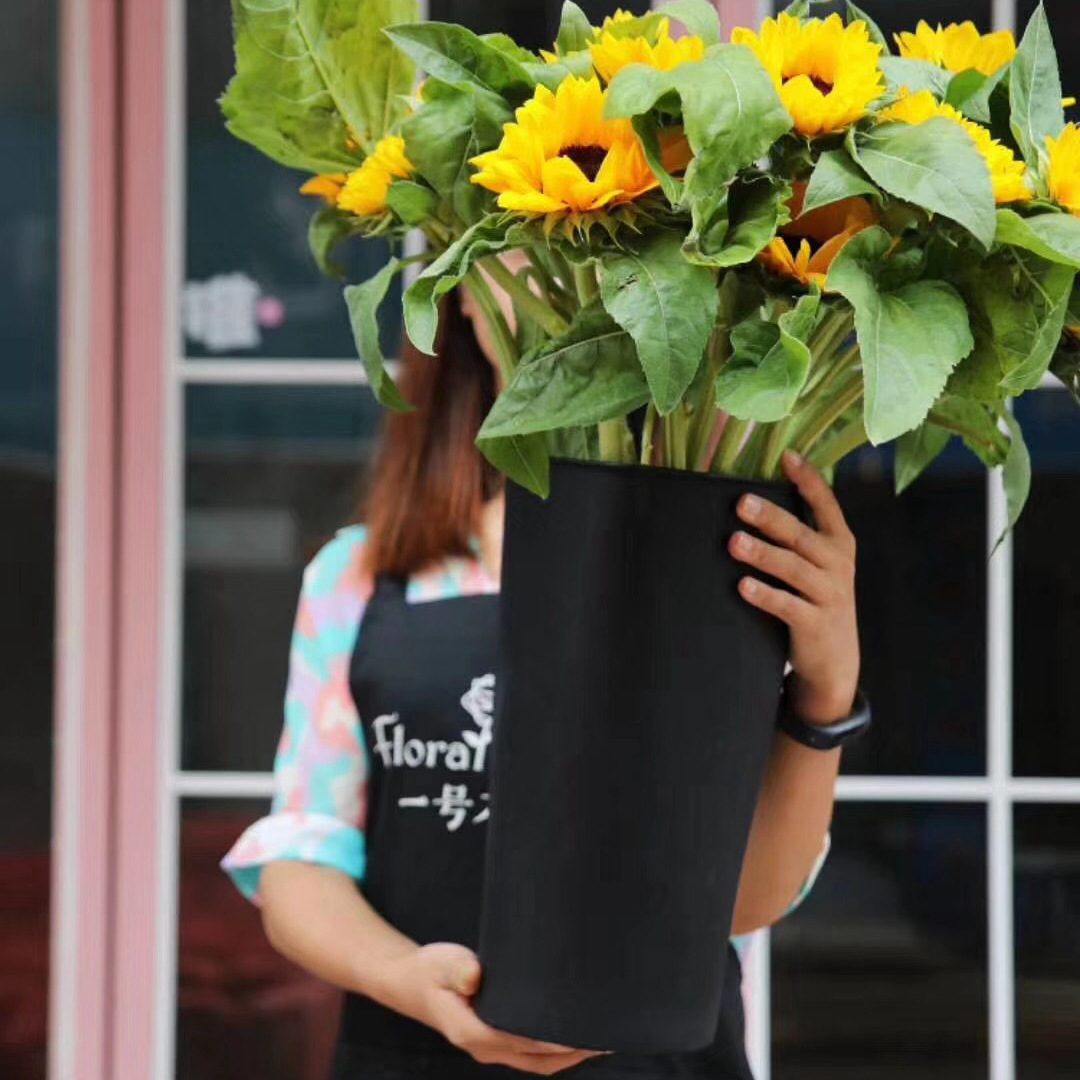 鲜花干花花束插花桶花盆花店专用韩式三角皮纹桶家居花器客厅卧室