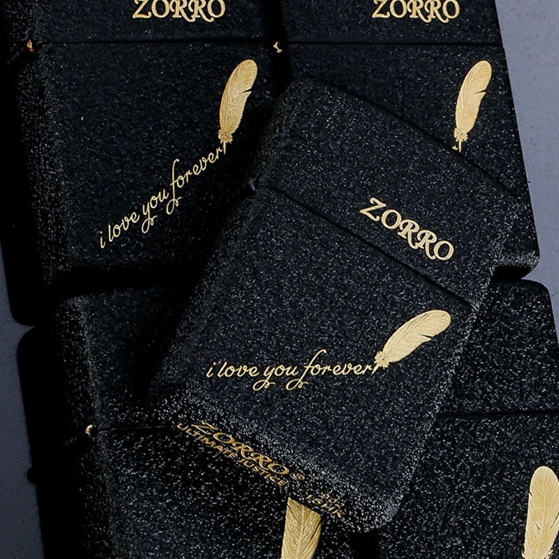 正品佐罗zorro煤油打火机防风创意个性老式黑砂羽黑色包邮送礼