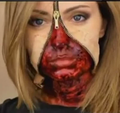 万圣节恐怖特效妆 人皮拉链脸制作套装 拉链伤效制作材料脸部妆容