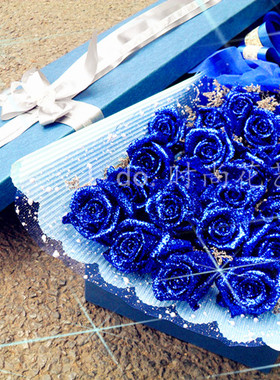 情人节七夕圣诞节21支蓝色妖姬蓝玫瑰礼盒沈阳鲜花实体店同城速递