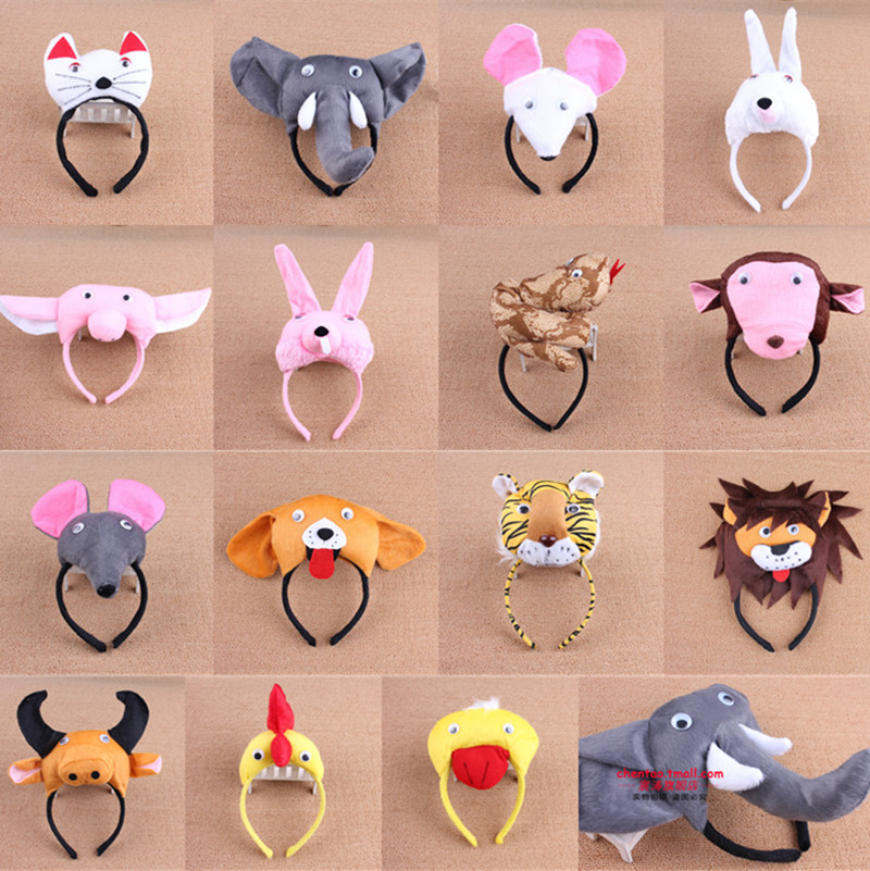 宸濤 表演道具立體Cosplay動物頭飾 豬狗兔貓頭箍動物三件套裝扮