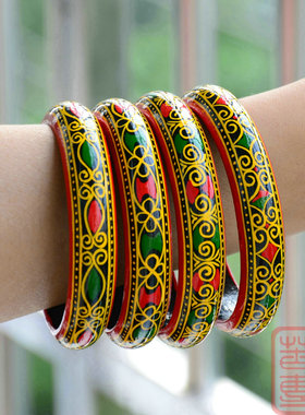 彝族手镯漆器手环实木民族风格女