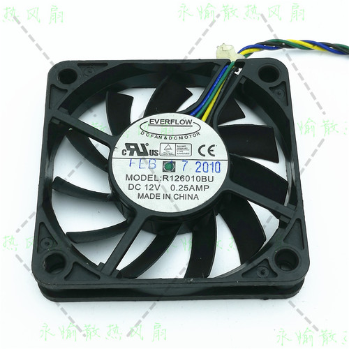 原装 EVERFLOW R126010BU 12V 0.25A 6010 4线PWM 散热风扇 6CM