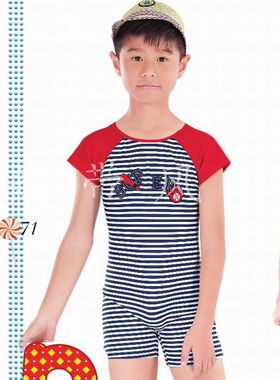 品牌正品华黛思儿童卡通泳衣男女童连体背心黑白条纹游泳衣64501
