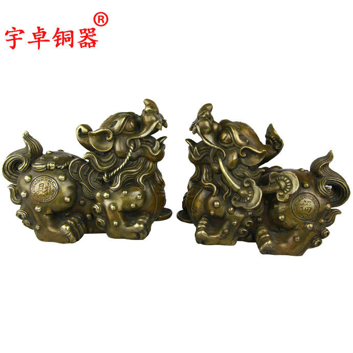 宇卓铜器纯铜貔貅黄铜貔貅家居装饰工艺品摆件财字貔貅皮丘