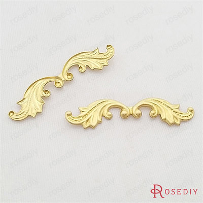 Diy饰品配件 30*7MM 铜制 铜配件 小花片 黄铜色 50个(30290)