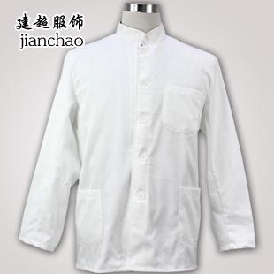 单排扣食堂白色厨师服