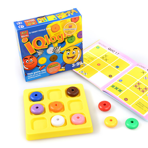 正版nibobo新逻辑定位棋60题IQ LOGIC外销儿童益智力玩具九色游戏 - 封面