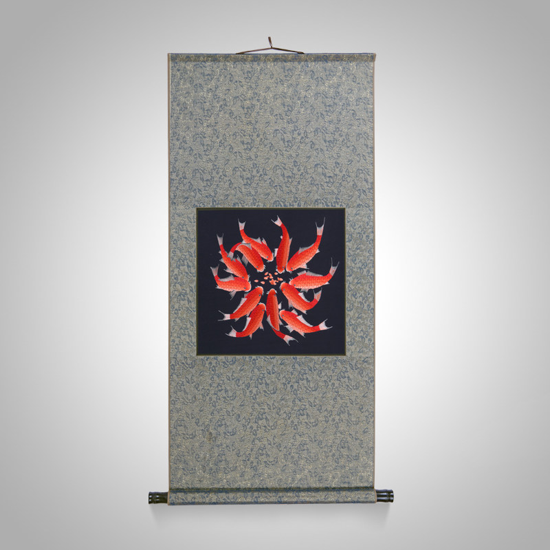 江南绣庄 中式客厅餐厅玄关卷轴画年年有余手工苏绣一团和气