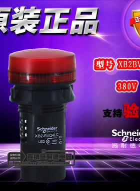 原装施耐德LED指示灯信号灯开关红色AC380V XB2BVQ4LC XB2B-VQ4LC