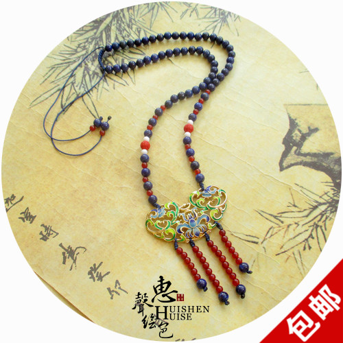 天然青金石红玛瑙璎珞古典毛衣链