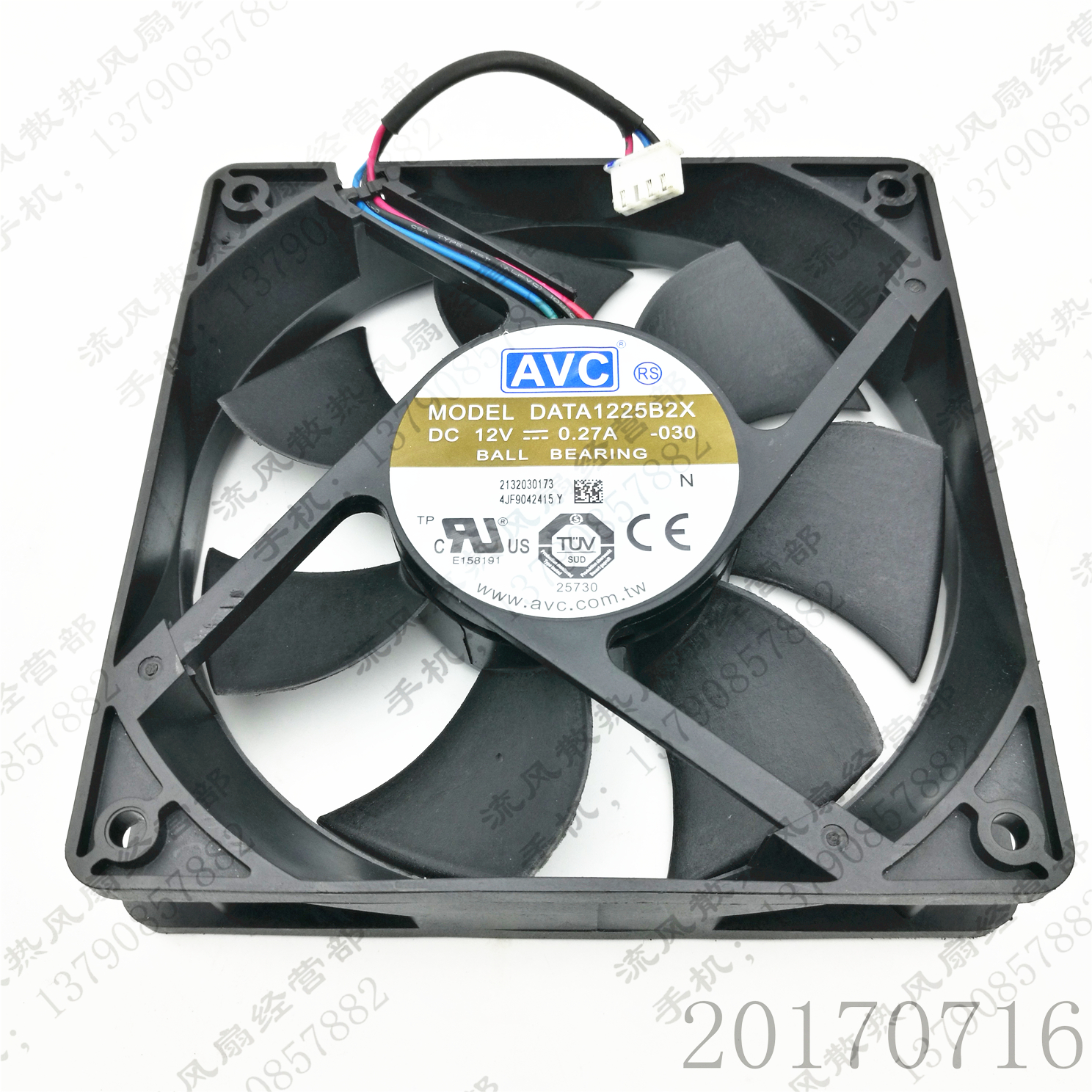 原装 AVC DATA1225B2X 12025 12V 0.27A 12CM 3线 机箱 散热风扇