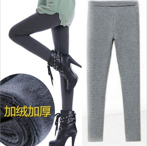 秋冬季大码女士加绒加厚外穿打底裤女高腰弹力修身一体裤长裤子女